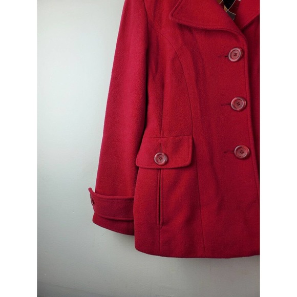 Cabi 8 Coat Womens Medium Peacoat Red Wool Blend Jacket Lined Pockets Medium - Picture 4 of 10